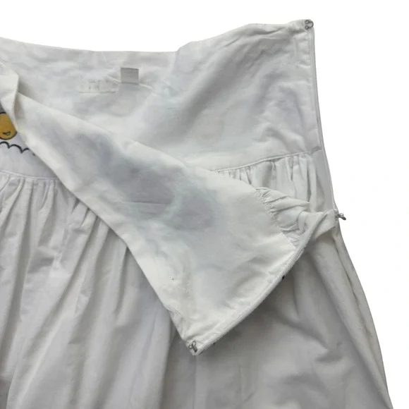 Vintage Skirt Medium Fruit Embroidered White Cotton Midi Cherry Tassles *Read - Picture 7 of 11